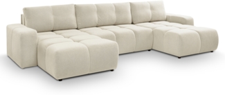 AX LIVING Ecksofa Beige Schlaffunktion Hosio 359cm U-Form Sofa mit Stil und Komfort