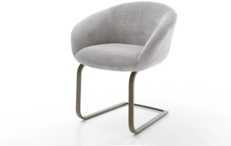 Freischwinger Vinka-Flex mit Armlehnen Cord Silbergrau Freischwinger flach Effektfinish Titan Taschenfederkern