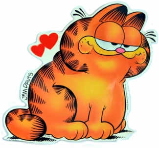 Disney Wandtattoo Garfield LIEBE HMHHHMMM Herz Aufkleber aus 1978 ca. 25 cm, Künstler: Jim Davis