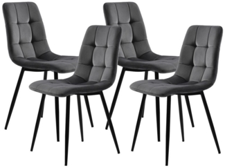 FUROKOY Polsterstuhl (4 St), Esszimmerstühle 4er Set Küchenstuhl, (4 St), Esszimmer · Samt · Metall · mit Rückenlehne · Retro Design · Grau