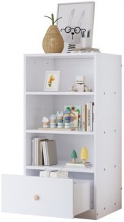 Sweiko Bücherregal Kommode,Sideboard, Regal mit drei Einlegeböden und einer Schublade, MDF, Weiß,60 x 50 x 120 cm