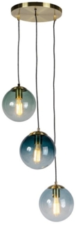 Qazqa Pendelleuchte Pallon, ohne Leuchtmittel, E27, Gold/Messing, Art Deco, Glas, 3-flammig