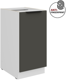 Küchen Unterschrank 40 cm Küche ARIA Graphite ultra matt + Weiss matt, hochwertige Fronten mit Anti Fingerprint Beschichtung Küchenzeile Küchenblock