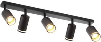 ZMH Moderne 5-Spot Deckenleuchte: Schwarze GU10 Deckenlampe, 355° Drehbare Metall Innenstrahler für Küche, Wohnzimmer, Schlafzimmer, Ohne Leuchtmittel