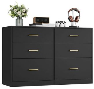 VASAGLE Kommode mit 6 Schubladen, Aufbewahrungsschrank, für Schlafzimmer, Wohnzimmer, 40 x 119 x 78 cm, schwarz
