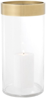 Casa Padrino Luxus Kerzenleuchter Antik Messing Ø 20,5 x H. 41,5 cm - Runder Glas Kerzenleuchter mit Aluminium Ring - Luxus Qualität