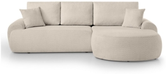 Beautysofa Ecksofa mit Kissen aus Bouclé-Stoff TEDDY, In vielen Farben zur Auswahl