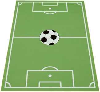 Paco Home Kinderteppich Bino 568, rechteckig, Höhe: 4 mm, Kurzflor, Spiel-Teppich, Motiv Fußballfeld, Kinderzimmer