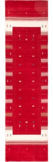 Morgenland Gabbeh Teppich - Loribaft Softy - Aurora Flair - läufer - 300 x 80 - Rot
