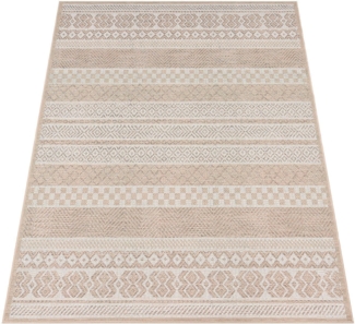 Paco Home In-& Outdoor Teppich Balkon Terrasse Küchenteppich Modernes Boho Ethno Muster, Grösse:80x250 cm, Farbe:Beige