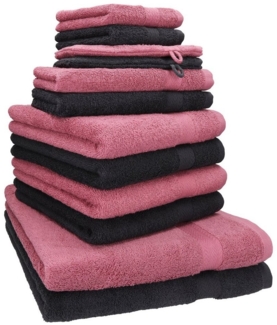 Betz Handtuch Set 12-TLG. Handtuch Set Premium Farbe Graphit/Beere, 100% Baumwolle (12-St)