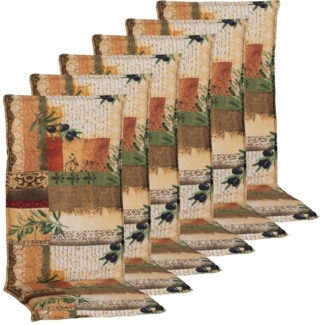 NYVI Hochlehnerauflage Hochlehner Auflagen Rio 6er Set - Stuhlauflage für Gartenstühle, (6 St), Sitzauflage, Pflegeleicht, Robust, Bequem