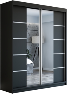 Schwebetürenschrank ERA 2-türig Schrank 160 cm (mit Spiegel) Farbe: Schwarz