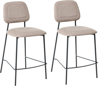 Set mit 2 Barstühlen DUETTE Kunstleinen Taupe