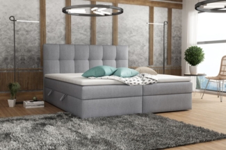 Boxspringbett Schlafzimmerbett ARTURO 140x200cm Stoff Soro Grau
