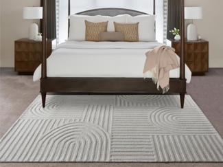 Vente-unique - Teppich - Relief-Optik - 100 % Wolle - handgefertigt - 160x230 cm - 2200 g/m2 - Elfenbeinfarben - ASSINIE