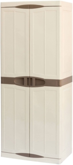 Dmora Ipno Outdoor-Garderobe, Mehrzweck-Balkongarderobe, 2-türiger Besenschrank, 100 % Made in Italy, 70 x 47 x 178 cm, Beige und Braun, elegantes Finish