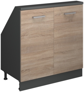 Küchenschrank für Dachschrägen R-Line Sonoma 80 cm mit 2 Türen Vicco