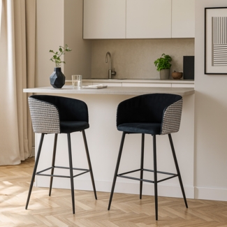 HTI-Living moderner Barstuhl in Schwarz/Weiß 2er Set Barhocker mit Lehne