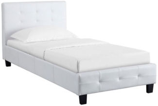 CARO-Möbel Polsterbett Liverpool Bettgestell 90x200 cm Einzelbett Designbett inklusive Lattenrost Lederimitat in weiß