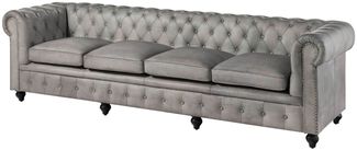 Sofa 4-Sitzer Echtleder 274 x 82 x 75 grau CHESTERFIELD #204
