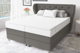 99rooms Hermes Boxspringbett 160x200 cm Kunstleder MADRYT Beton Taschen-Federung