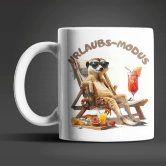 WS-Trend Tasse Erdmännchen Urlaubs-Modus Keramik Kaffeetasse Teetasse, Keramik