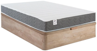 Vente-unique - Set aus Bettgestell mit Bettkasten mit Schublade + Matratze - 120 x 200 cm - HD-Memory-Schaum & atmungsaktiver 3D-Stoff - Stärke 18 cm - Holzfarben hell - HEAVEN von YSMÉE