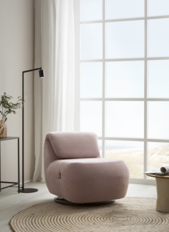 DOMO. collection Sessel 700024, Polstersessel, Drehfunktion, gepolsterte Rückenlehne, Rückenfunktion, Wippfunktion, Hochlehner, Polstergarnitur, 68 x 88 x 67 (BxTxH), rosa
