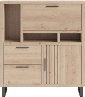Highboard Pavie , Holz, Metall , Holzfarben , 125 x 140 x 42 cm