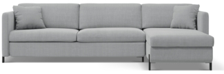 Micadoni Ecksofa Gloria 4-Sitzer Strukturierter Stoff Hellgrau Rechts 205x140