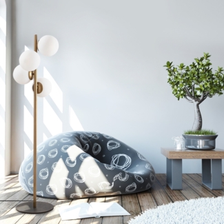 Vente-unique - Stehleuchte mit 4 Leuchten - H. 130 cm - Metall & Glas - Weiß & Goldfarben - FAZE