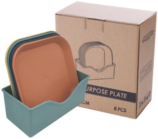 Beaface Futternapf 8-teiliges Katzennapf-Set – Flache, rutschfeste Futternäpfe für Katzen, PP, BPA‑frei, stapelbar, vielseitig, pflegeleicht