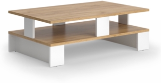 Vicco Couchtisch Goldkraft Eiche/Weiß 80x50 cm mit zwei Ebenen, Belina