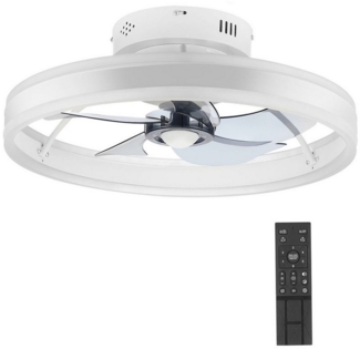 oyajia Deckenleuchte 36W LED Deckenlampe Deckenventilator, 6-stufiger Lüfter, Ø50cm, Acryl-Lampenschirm, LED fest integriert, Kaltweiß/Naturweiß/Warmweiß, LED Decken Ventilator Leuchte,Dimmbare LED-Beleuchtung für den Innen