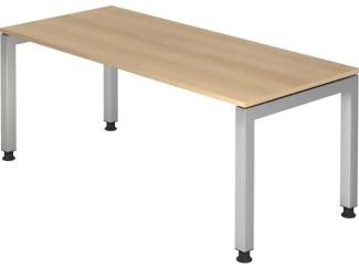 Schreibtisch JS19 U-Fuß eckig 180x80cm Eiche Gestellfarbe: Silber