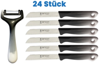 SMI Schälmesser Solingen 24-tlg Schälmesser mit Sparschäler Obstmesser Gemüsemesser, Küchenmesser Wellenschliff
