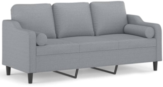 vidaXL 3-Sitzer-Sofa mit Zierkissen Hellgrau 180 cm Stoff 3200853