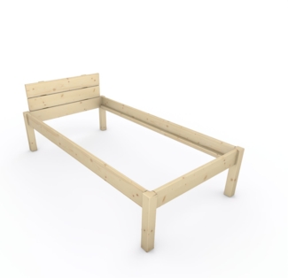 Pfostenbett "metallarm" Fichte Holzbett "Daybett" 100 x 200cm 48cm Einzelbett