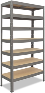 shelfplaza PRO 230x90x50 cm Schwerlastregal in grau mit 7 Böden und 142 kg Traglast pro Boden