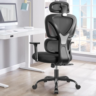 Ergonomischer Bürostuhl Verstellbare Kopfstütze Schwarz 150kg