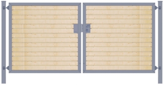 Einfahrtstor Premium (2-flügelig) mit Holzfüllung waagerecht symmetrisch anthrazit B:300 cm H:200 cm