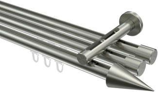 Innenlauf-Gardinenstangen-Set Siteno Savio 360 cm (geteilt in 2 x 180 cm), 3-läufig, 20 mm Ø Edelstahl-Optik