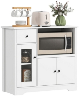 autolock Buffet Mikrowellenschrank Küchenschrank mit Mikrowellenregal Sideboard (3 Türen Schublade, Verstellbare Ablagen) Aufbewahrungsschrank für Küche, Esszimmer, Wohnzimmer