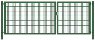 Einfahrtstor Classic Plus (2-flügelig) asymmetrisch Moosgrün 6/5/6er Doppelstabmatte Breite 250 cm x Höhe 200 cm