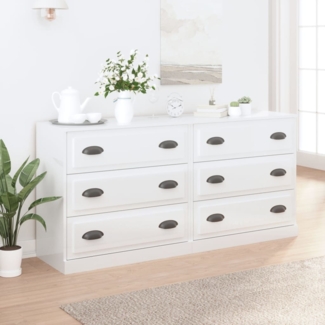 vidaXL Sideboards 2 Stk. Hochglanz-Weiß Holzwerkstoff 3185241