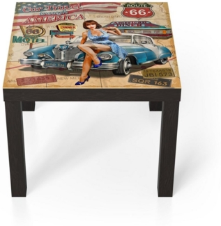 DEQORI Couchtisch 'Route 66-Plakat', Glas Beistelltisch Glastisch modern
