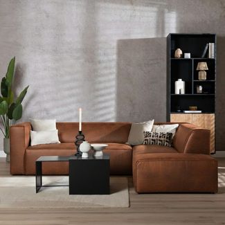 Bronx71 Ecksofa Memphis Leder cognac rechts