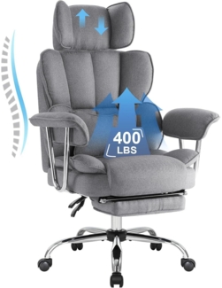 Bürostuhl Ergonomisch mit Fußstütze Lendenwirbelstütze 180KG Chefsessel