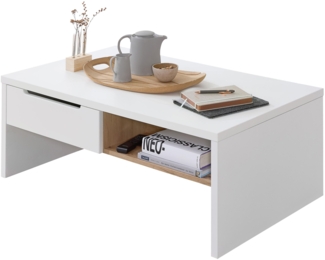 Couchtisch Wohnzimmertisch MEMPHIS Weiß mit Artisan Eiche 110x65 cm